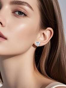 1/10Pairs Versatile AAAAA+ Cubic Zirconia Multi-Shape Clip On Stud Earrings Set For Women Wedding & Daily Wear - Silver - View 2