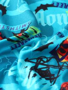 3条装男士内裤，随机涂鸦印花，松紧腰带，弹力男士平角裤 - 彩色 - 查看 3