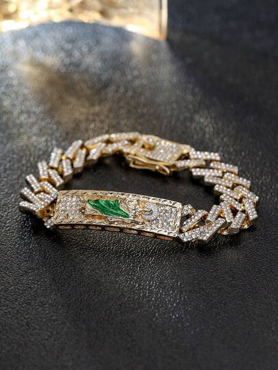 1件14K镀金圣犹达全水钻手链，适合男士祈祷、派对、青少年佩戴