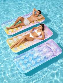 1 pieza Flotador inflable de piscina de verano, material de PVC, patrón de cielo estrellado con lentejuelas hueco, cama flotante inflable, balsa de piscina inflable, adecuado para fiesta de piscina de vacaciones, bomba de aire aleatoria incluida - Cama flotante en cueva de cielo estrellado - Ver 4