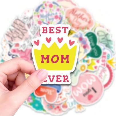 50 PCS Best Mom Ever Stickers, Waterproof Vinyl Stickers For Mother's Day Gifts, Water Bottles, Laptops, Phone Cases, Scrapbooking, Journaling, Gift Tags, Party Decorations, And Personalized Crafts, Perfect For Celebrating Mom's Love And Appreciation In Daily Life And Special Occasions