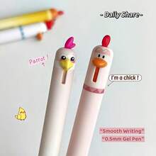 8pcs Parrot And Chick Gel Pen Creative Animal Writing Pen 0.5mm Quick Dry Black Pen Office Supplies Small Gift - Gel Pen - View 3