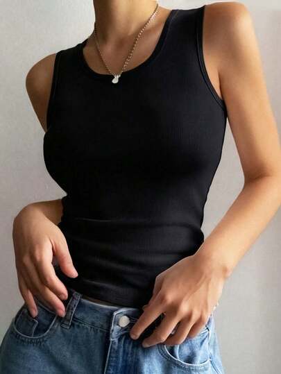 Women All-Match Ribbed Sleeveless Tank Tops, Thin Silk Undershirt, White, Versatile For All Seasons