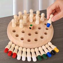 Juego educativo de memoria de madera FHZUG - Tablero de ajedrez con piezas coloridas, rompecabezas divertido y estimulante para jóvenes, perfecto para vacaciones y regalos, mejora las habilidades de memoria, colores aleatorios, accesorios de ajedrez, artículo de regalo, diseño clásico, construcción duradera, desarrollo cognitivo, diversión familiar, madera de alta calidad, actividad familiar divertida, FHZUG - Juego de ajedrez de memoria - Ver 2