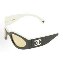 CHANEL Logo Temples, Nylon Cat-Eye Sunglasses, Unisex Style, Couple Style, Black. - View 4