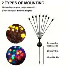 1pc 6LED/8LED/10LED Solar Firefly Ground Stake Light, Outdoor Pathway Light, Solar Powered, Waterproof Garden Lights For Yard, Patio, Walkway, Camping, Holiday, Wedding, Party Decor - Black - View 4