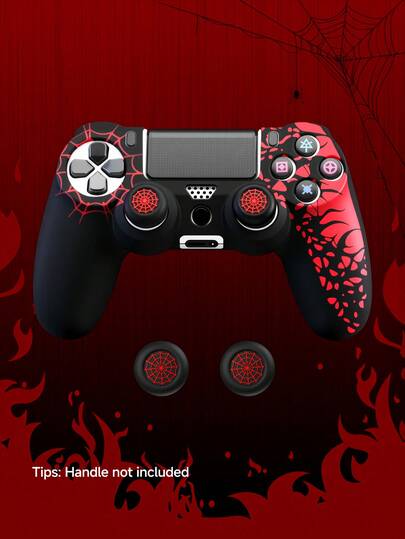 2026 New Red Spider Web 4 Controller Cover Set, Non-Slip Silicone Protective Case + Raised Joystick Caps, Supports Charging With Protective Case, Separate Case/Caps/Set Available, Anti-Slip, Anti-Sweat, Anti-Dust, Anti-Scratch, Enhances Grip, Improves Gaming Experience, Best Gift For 4 Players, Christmas/New Year 2026 Gift, Holiday Promotion/Christmas Special Edition, Children/Family Gift