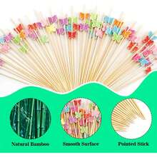 [Quantity] Pcs Butterfly Bamboo Skewers, Suitable For Scenes (Party, Wedding, Spring Theme Events, Catering) And Uses (Fruit, Desserts, Appetizers) - Multicolor - View 6