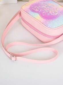 1 pieza Bolso de mano con flores y perlas de colores lindos, bolso de hombro para estudiantes, monedero para tarjetas/monedas, adecuado para la escuela, el transporte, regalo, combinación diaria - 2475 Rosa - Ver 3