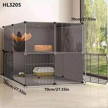 Indoor Cat Cage With Large Free Space, Cat House, Pet Cage With Integrated Litter Box - Multicolor - View 9