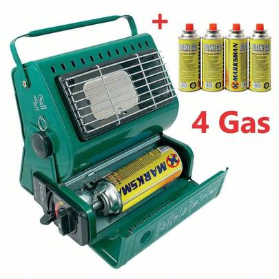 PORTABLE GAS HEATER OUTDOOR CAMPING FISHING BUTANE GAS PATIO HIKING + FREE 4xGAS