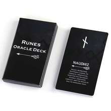 Baraja de Runas - Edición Limitada Juego de Cartas Místico para Introspección y Orientación - Negro - Ver 8