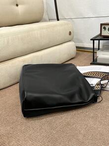 Large Capacity Tote Bag, Black Shoulder Crossbody Bag, Fitness Niche, Light Luxury Street Computer Bag - Black - View 7