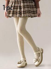 1 pieza Medias elásticas de punto a rayas verticales, adecuadas para que las niñas las usen como mallas todo el año - Multicolor - Ver 14