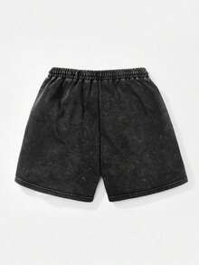 Shwiy Men's Washed Black Drawstring Shorts Set, Casual Graphic Tee With Ramen Print, Suitable For Spring/Summer Daily Wear, Anime/Manga Fan Gift, Streetwear Stylesummer Outfits Summer Set De Dos Pieza De Mujer Graphic Tees Jorts 100 Percent Cottonshorts For Men - 藍色 - 查看 6