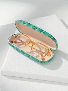 1pc Green Snake Skin Print Decorative Portable Scratch-Resistant Eyeglass Case With Durable Protection, Perfect For Daily Wear And Travel, Stylish Accessory For Fashion-Forward Girls And Women, Lightweight Hard Shell Design, Elegant Snake Pattern Storage Solution, Ideal Gift For Eyewear Organization - Green-167 - View 2