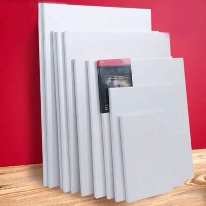 1 set de paneles de lienzo pre-estirados, marcos de madera, material de tela, de varios tamaños adecuados para pintura, óleo, acrílico, acuarela, ideal para artistas, profesionales, adultos, incluye 5x7 in, 8x10 in, 6x6 in, 8x8 in, 12x12 in, 9x12 in, 12x16 in, 16x20 in, adecuado para volver a la escuela y útiles de aprendizaje