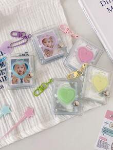 1 PC Transparent And Shiny 2-Inch Card Book, Keychain Pendant, Photo Album, Student Headshot, ID Photo Storage Book - Multicolor - View 10