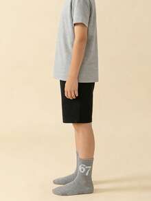 3 pares de calcetines para niños, estilo deportivo transpirable para niños y niñas, diseño del número 67, cómodos para uso diario, regalo de vuelta al colegio - Gris Claro - Ver 5