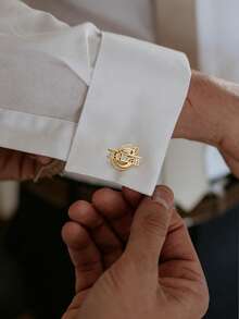 Customized Initial Cufflinks, Premium Cufflinks, Groom Wedding Gift, Perfect For Boyfriend, Valentine's Day, Christmas, New Year Gift - Gold-style 3 - View 3