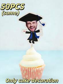 10/25/50/100/150pcs Customized Portrait Cake Toppers - Personalized Photo Cupcake Picks Suitable For Birthday, Wedding And Graduation - Unique DIY Portrait Dessert Decor - Appetizers And Holiday Candies Toothpicks - Fun Photogenic Cake Decorations For Event Planners And Hosts, Disco Ball Topper - Multicolor - View 13