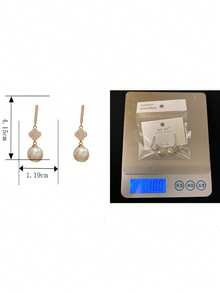 1对奢华时尚百搭锆石四叶花珍珠吊坠耳环，精致个性化优雅高端闪亮耳环批发，花朵珍珠耳环 - 珍珠四葉草耳環 - 查看 7