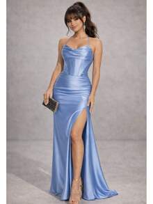 Bridesmaid Dress For Graduation Party Guests Royal Navy Terracotta Rose Serenity Marsala Emerald Green Mint Green Nude Or Lilac - Màu xanh nhạt - Xem 1