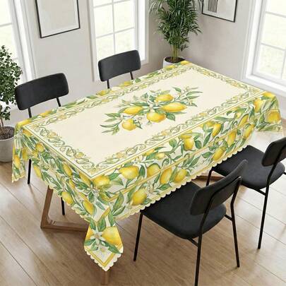 1 chiếc khăn trải bàn in hình quả chanh, thích hợp cho các dịp lễ, tiệc tùng, sinh nhật, bữa tối, trang trí bàn nhà hàng, mọi mùa, trang trí nhà cửa.