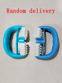 1 件手臂 2 轮 V 型按摩器，塑料手动滚轮按摩器，圆形手柄按摩器，手持式腿部滚轮按摩器 - 彩色 - 查看 12