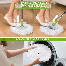 Mop Bucket System, 360Spin Mop And Bucket With Wringer Set,EasyWring Microfiber Mop With 3 Mop Pads,Spinning Floor Cleaning System For Floor Cleaning - Home & Office Suitable - Trắng - Xem 6