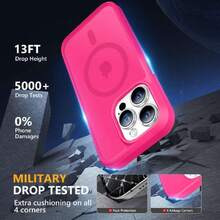 - Strong Magnetic Case For IPhone 14 Pro, MagSafe Compatible, Military Grade 13ft Drop Protection] Slim Matte Translucent Shockproof Case For 6.1"  14 Pro, 41920752 - Hot Pink - View 6