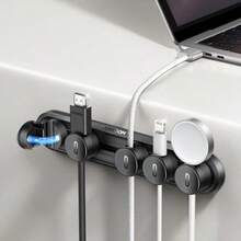 JOYROOM ケーブルホルダー ケーブルクリップ 5 in 1 マグネット式 Magnetic Cable Holder スムーズ調整可能 複数のケーブル同時収納 すっきり USB-Cケーブル  type-c マウスライン キーボードライン 電源コード ヘッドフォンケーブルなどに対応 デスク周り 卓上 机 ナイトテーブル 便利グッズ ブラック - 写真の通り - チェックする 7