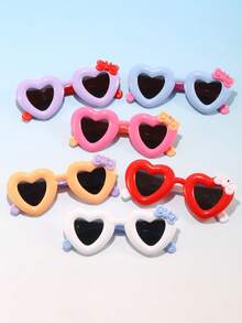 6副儿童爱心、蝴蝶结、花朵造型可爱时尚眼镜，适合生日派对 - 彩色 - 查看 3