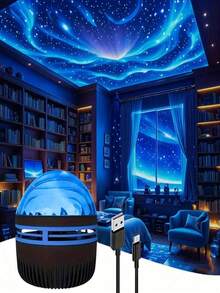 1pc Aurora Starry Sky Projection Lamp, LED Rotating Aurora Ceiling Light, Remote Control Galaxy Projection Lamp, USB Powered Nebula Projection Light, Suitable For Party, Holiday, Valentine's Day, Bedroom, Room, Ceiling, Wall, Living Room, Birthday Decoration - Multi-color light - View 4