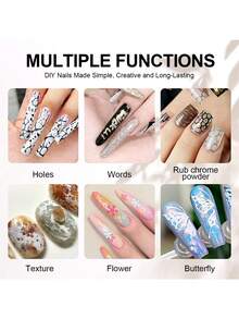 Limegirl 黑白戳戳凝胶指甲油，含专业戳戳底胶，多功能彩绘美甲设计，蕾丝字母波浪花朵美甲DIY家居 - 彩色 - 查看 8