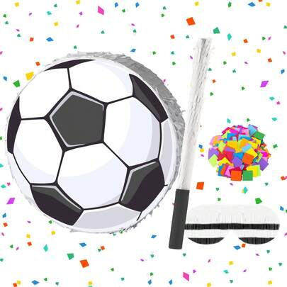 Soccer Pinata With Blindfold And Bat, Suitable For Holiday Celebrations, Themed Parties, Birthday Parties Decoration
