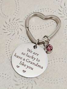 奶奶的礼物钥匙扣——孙子送给奶奶的生日礼物。我们很幸运能有您这样的奶奶。休闲波西米亚风派对可爱街头优雅锌合金派对 - 銀色 - 查看 6