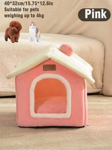 可折叠狗屋，带记忆海绵床垫 - 粉白相间，冬季保暖舒适，适合小型至大型犬猫，室内宠物床，柔软舒适，易于组装，聚酯纤维材质，宠物寝具 | 舒适宠物屋 | 耐用宠物床 | 狗床 - 彩色 - 查看 13