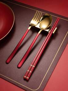 10双可重复使用的玻璃纤维中式筷子，可用洗碗机清洗，9.6英寸/24.3厘米磨砂防滑，适用于家庭/酒店/餐厅，圣诞节和新年筷子礼品，传统红色 - 紅色 - 查看 6