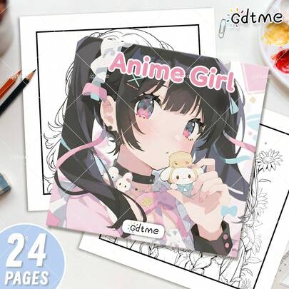 GDTME ANIME GIRL: Bold-Easy Patterns Coloring Book For Adults And Children Cute Drawing Book Perfect Gift For Easter, Mother's Day, Christmas Party, Halloween And Birthday-Cute Scene Colouring For Relaxing : Suitable For Friends Who Love Coloring And Back To School(Cozy Space Coloring)