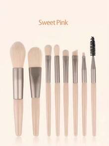 8件套高品质化妆刷套装，便携式遮瑕粉底刷套装，柔软毛化妆眼影工具 - 彩色 - 查看 6