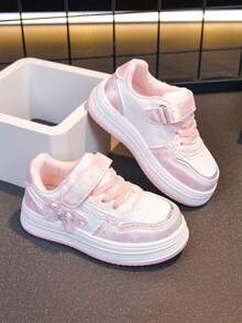 Children's Versatile, New Comfortable Soft-Sole Shoes, Suitable For All Seasons, Outdoor Wear, Vacation Travel, Princess-Style Decor, School, Fashionable Casual Thick-Soled Sneakers - Pink - View 9