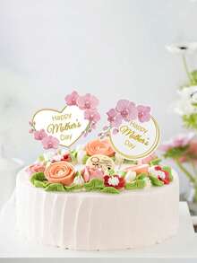 12 piezas Decoraciones para pastel del Día de la Madre "Mamá" en color rosa, decoración de fiesta del Día de la Madre para pastel - Multicolor - Ver 4