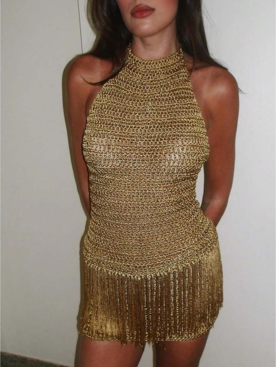 Elevate Your Style With Our Acrylic Vest And Camisole Set In Gray And Yellow - Perfect For Any Occasion - Yellow - View 1