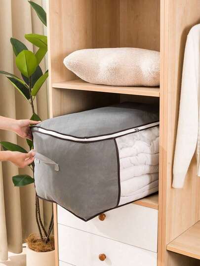 1pc Large Capacity Storage Bag, Non-Woven Fabric Quilt Storage Bag, Quilt Travel Moving Storage Bag, Clothes Luggage Storage Bag, Suitable For Seasonal Storage And Decorative Organization, Autumn Decor, Holiday Decor, Room Decor, Home Decor, Autumn Decor, Bedroom Decor, Christmas Gift