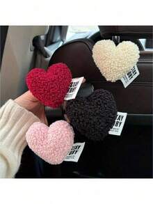 2pcs Plush Heart-Shaped Car Backseat Hooks, Cute And Multifunctional, Can Be Used For In-Car Storage, Perfect Gift For Christmas, Halloween And Valentine's Day - One Size - View 11