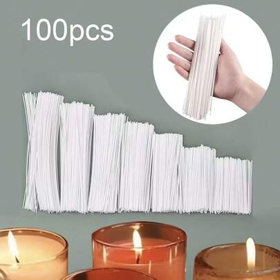 100 piezas de mechas de vela, de 8-20cm de longitud - sin humo y fácil de hacer bricolaje, perfectas para manualidades en el hogar y fiestas. Velas de perla originales. Tus velas rellenables talla grande geniales y creativas para la decoración del hogar y eventos.