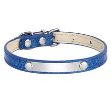 Colorful Engraved Cat Collar, PU Personalized Pet Collar, Adjustable Anti-Lost ID Tag - Navy Blue - View 10