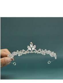 1 chiếc băng đô vương miện công chúa 3D đính đá lấp lánh dành cho nữ, phụ kiện tóc sinh nhật ngọt ngào sang trọng, vương miện cài tóc, vương miện đội đầu. - 4242 Bạc - Xem 3