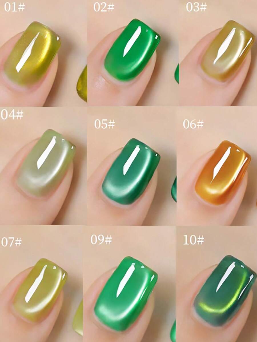 12 ml Vernis à ongles gel effet œil de chat vert-bleu transparent et brillant, blanchissant pour les ongles de salon, fournitures d'art ongulaire haute densité populaires